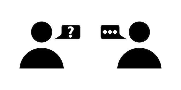 Dialog with two person. Icon speak on white background.