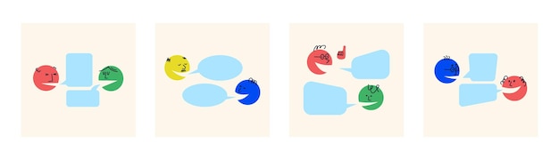 Dialogue template People talk argue speech bubbles for text Question and answer