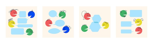 Dialogue template People talk argue speech bubbles for text Question and answer