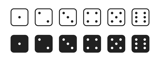 Dice icon for game set isolated vector sign symbol