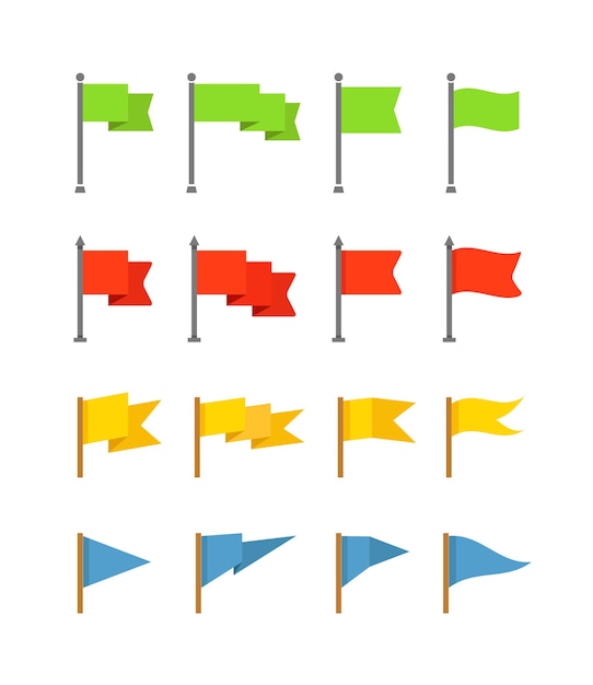 different color flags collection isolated on white flat design