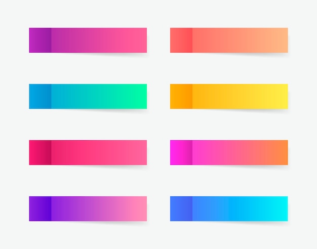 Different colorful post note stickers. Sticky tapes with shadow template. Post note paper.