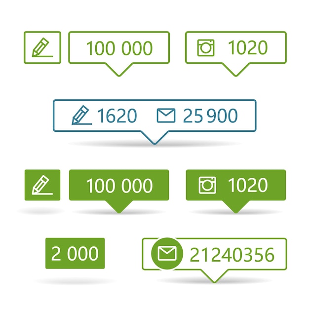 different web informers frames with icons and digits