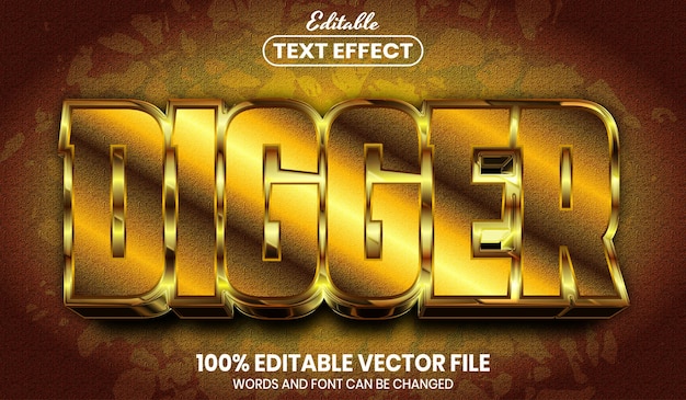 Digger text, font style editable text effect