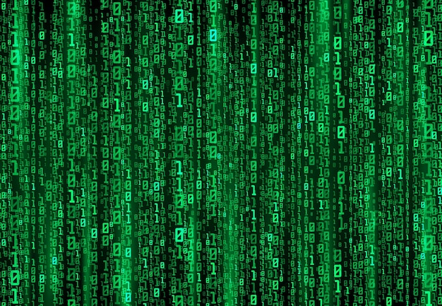 Digitaalinen virta binäärikoodin datamatriisitausta