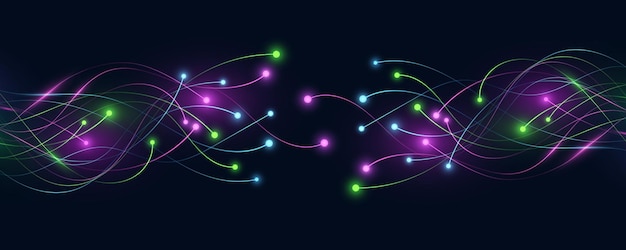 Digital background with glowing futuristic neural connectors analyze big data Artificial intelligence and Neural network concept Vector