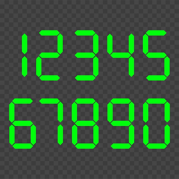Digital clock number set. Electronic numbers.