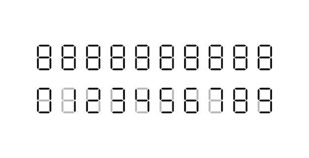 Digital Clock Numbers Display of Digits Numerical numbers Scoreboard display numbers stopwatch