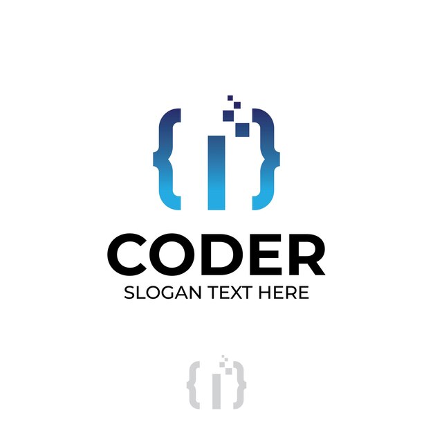 Digital code logo with letter I design coding illustration with pixel illustration design concepts