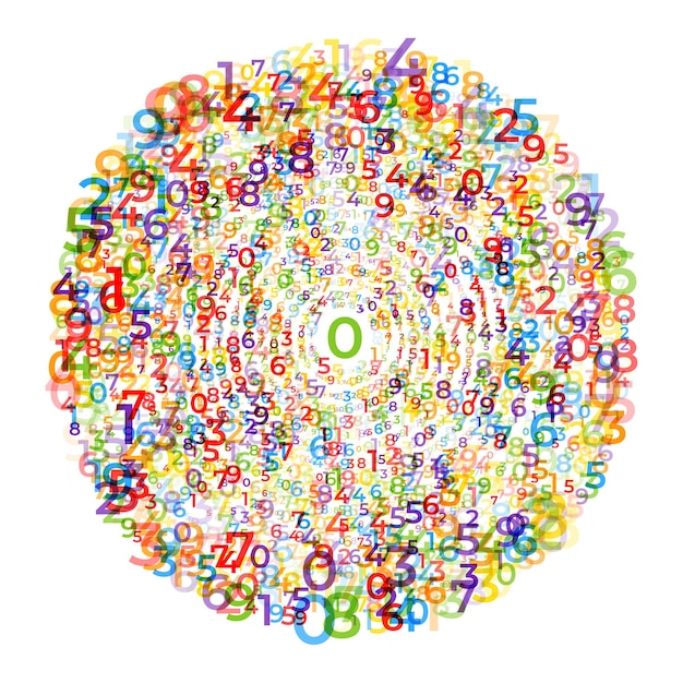 Digital data array Abstract Concentric circles of Digits Swirling pattern spiral of numbers