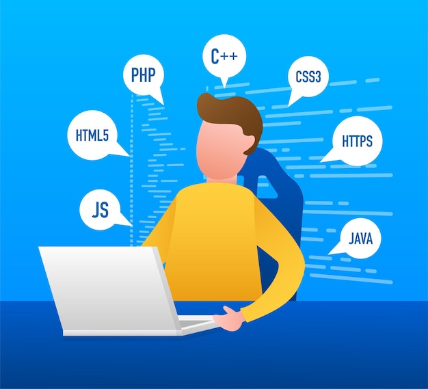 Digital java code text. Computer software coding vector concept. Programming coding script java, digital program code on screen illustration. Vector stock illustration