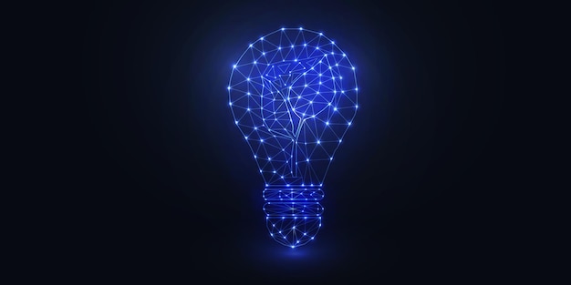 digital light bulb with brain concept