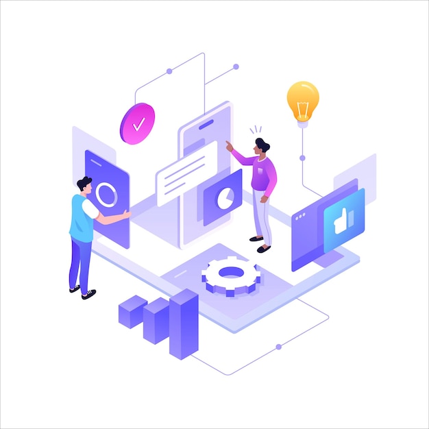 Digital Management Flat Vector Illustration Partnership