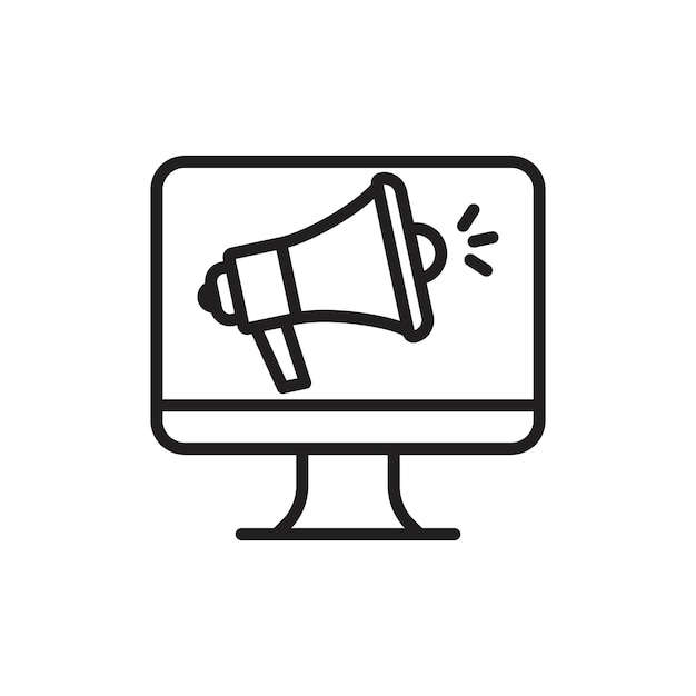 Digital marketing icon Flat art in black and white isolated