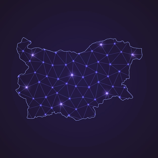 Digital network map of Bulgaria. Abstract connect line and dot on dark background