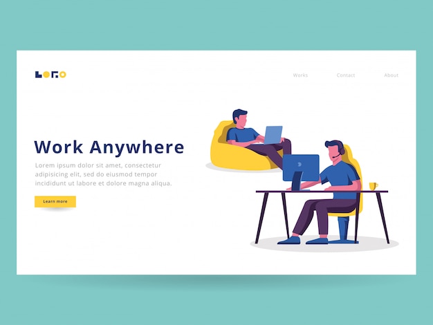 Digital Nomad Illustration for landing page