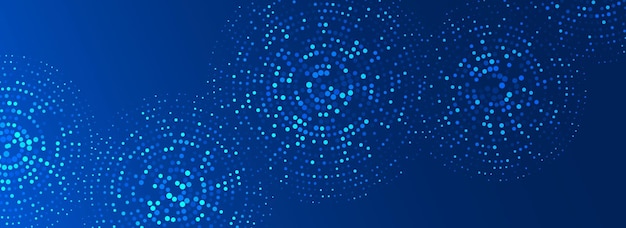 Digital technology pattern background Glowing blue dotted circle wallpaper Abstract dot round grid