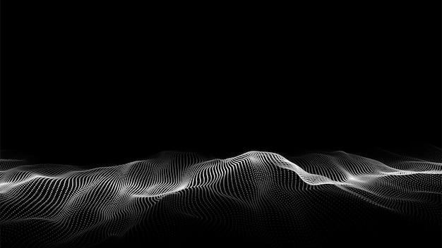 Digital technology wave Dark cyberspace with motion dots Futuristic digital background