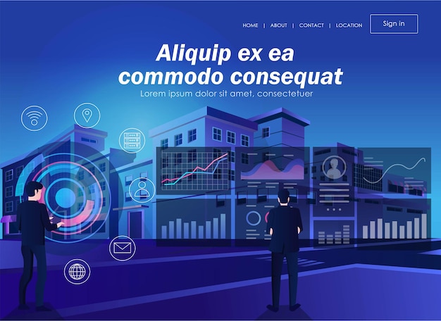 Digital transformation data analysis in flat design