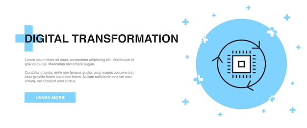 Digital transformation icon, banner outline template concept. digital transformation line illustration design