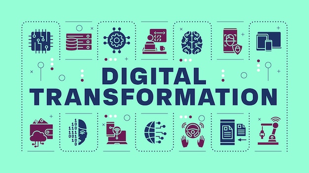 Digital transformation turquoise word concept