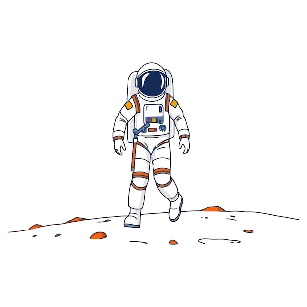 Digital vector illustration of an astronaut on mars