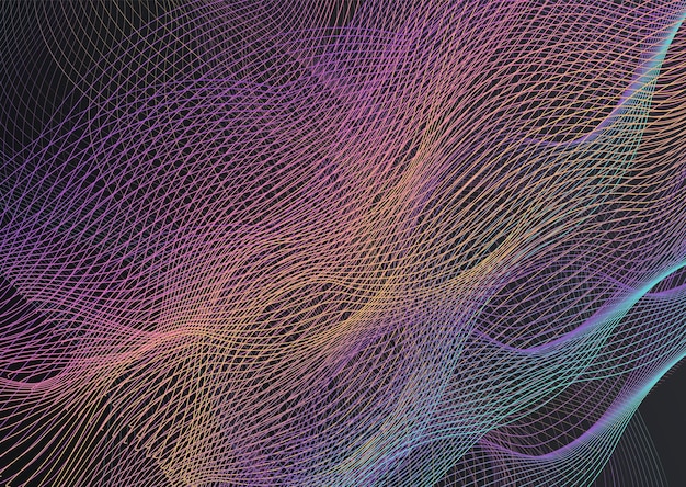 Digital Wave Geometric Vector Black Background