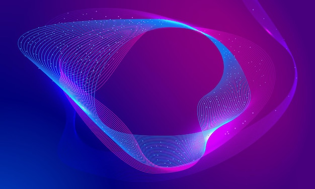 Digital wavy background with line and particle Vector illustration Modern cosmic abstract