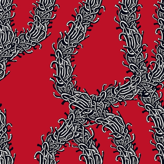 disgusting horror art and nightmare seamless pattern, vector background. tangled branches or roots stylish endless illustration. usable for fabric, wallpaper, wrapping, web and print.