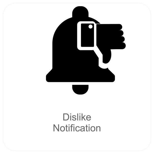 dislike notification and notification icon concept