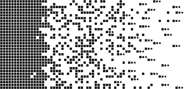 Dissolved filled square dotted vector icon with disintegration effect Rectangle items are grouped into disappearing filled square form
