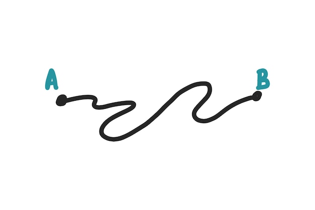 Distance between points messy line hand drawn vector illustration
