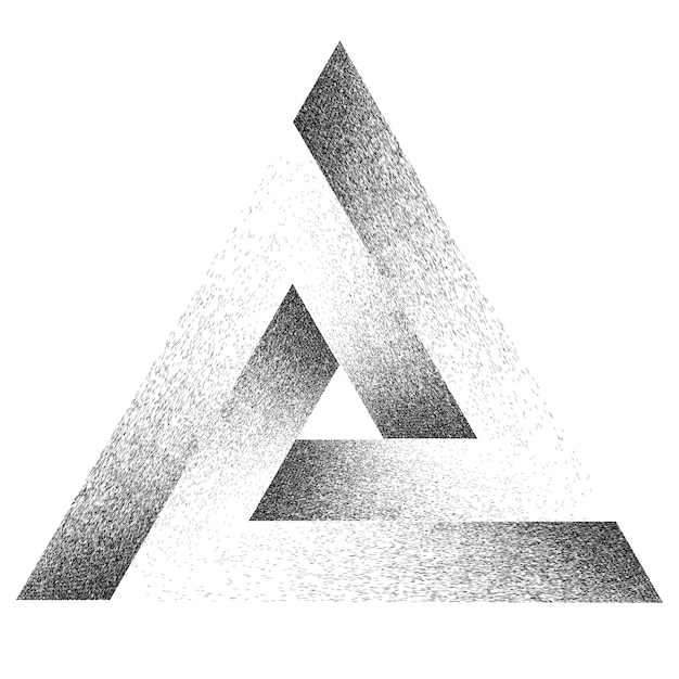 Distress basic geometric shape design . Noise dispersion triangle logo . Vector.