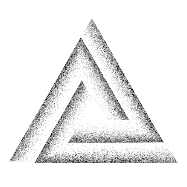Distress basic geometric shape design . Noise dispersion triangle logo . Vector.