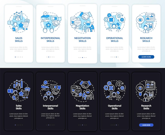 Distributor skills onboarding mobile app page screen
