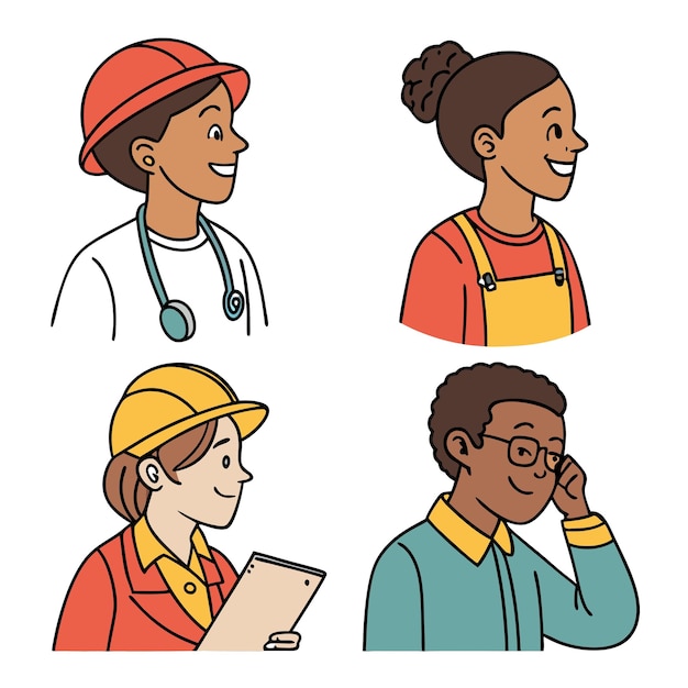Diverse Character Avatars Set Vector Illustration Bundle for Unique and Inclusive Design