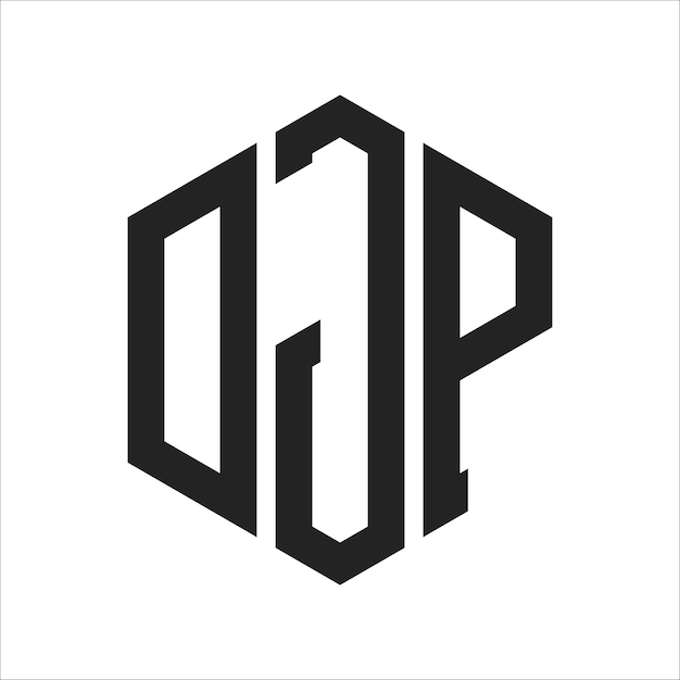DJP Logo Design Initial Letter DJP Monogram Logo using Hexagon shape