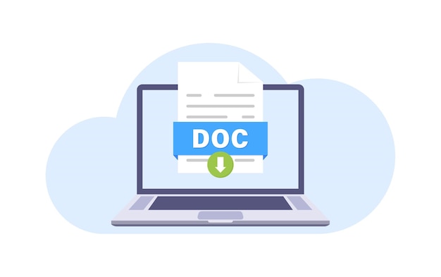 DOC file icons Laptop icon Flat style Vector icon
