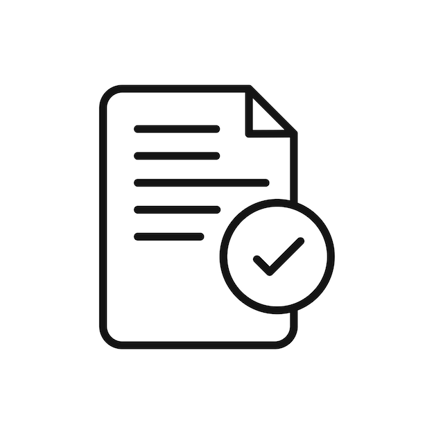 Document accept icon set checked contract paper with tick sign loan approved papers icon valid order invoice sign