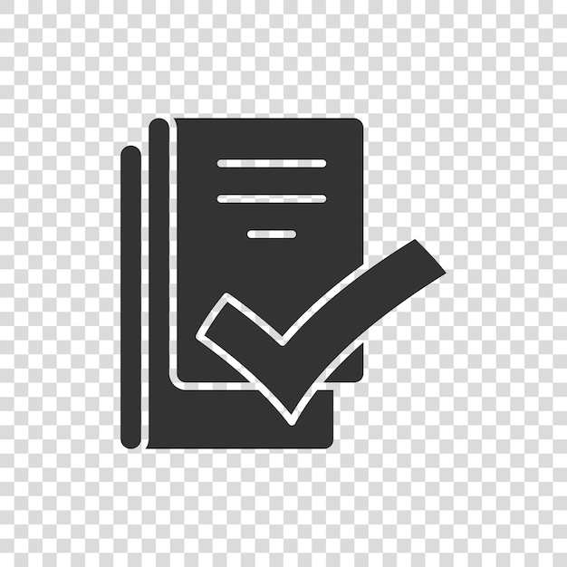 Document checklist icon in flat style Report vector illustration on white isolated background Paper sheet business concept