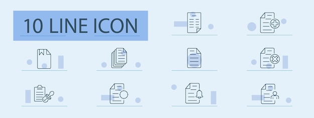 Document verification set icon Paper approval cross checkmark alert magnifier editing person completion security
