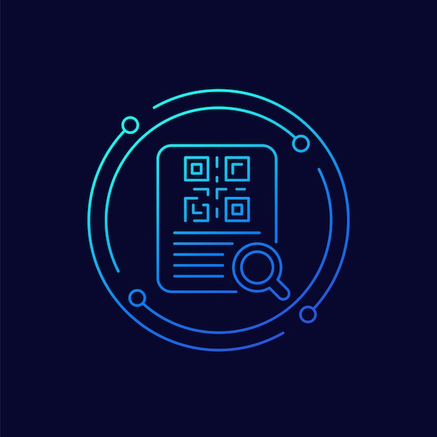document with qr code icon linear design