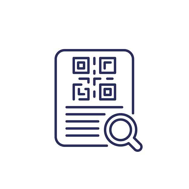 document with qr code line icon