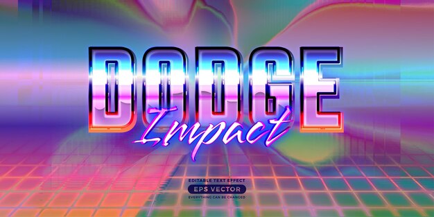 Dodge impact editable text style effect in retro style theme ideal for poster social media post and banner template promotion