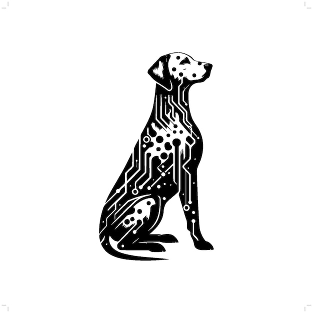 dog dalmatian silhouette in animal cyberpunk modern futuristic illustration