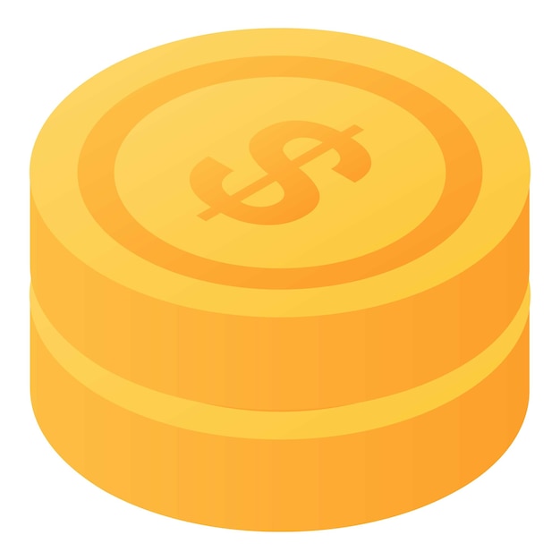 Dollar coins icon Isometric of dollar coins vector icon for web design isolated on white background