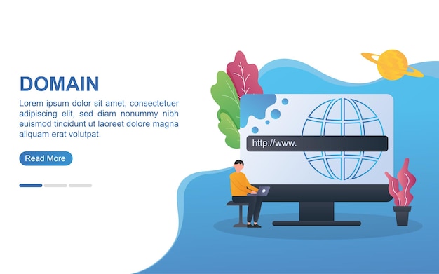 domain concept for landing page or web banner.