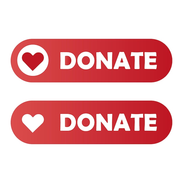 DONATE button icon Heart symbol label Red charity shape Vector giving sign