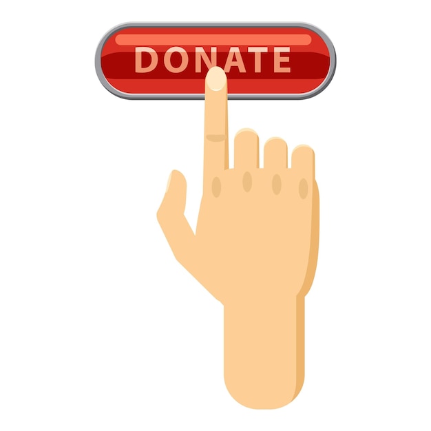 donate button pressed by hand icon. cartoon illustration of donate button pressed by hand vector icon for web