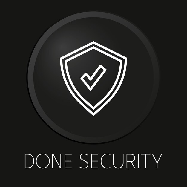 done security minimal vector line icon on 3d button isolated on black background premium vectorxaxa